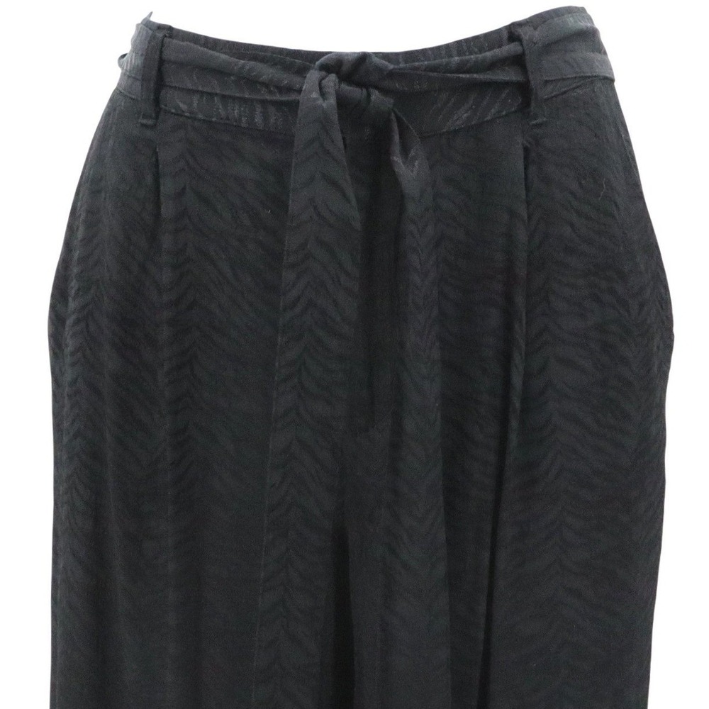 Sundays Black Textured Animal Print Ankle Trousers 2 Belted Pants - Picture 4 of 8
